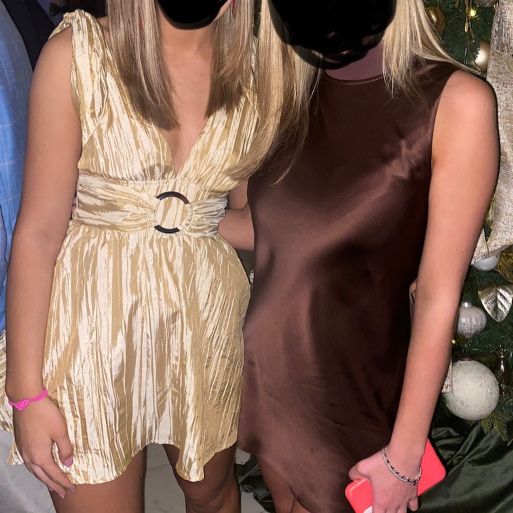 lovers and friends rafaella gold dress